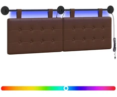 Pakabinamas lovos galvūgalis Su LED šviesa Ruda Dirbtinė oda