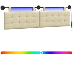 Pakabinamas lovos galvūgalis Su LED šviesa Kreminė Dirbtinė oda