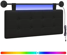 Pakabinamas lovos galvūgalis Su LED šviesa Juoda Dirbtinė oda