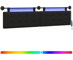 Pakabinamas lovos galvūgalis Su LED šviesa Juoda Dirbtinė oda