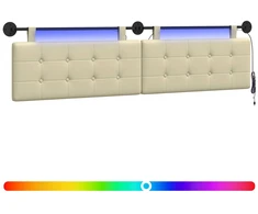 Pakabinamas lovos galvūgalis Su LED šviesa Kreminė Dirbtinė oda
