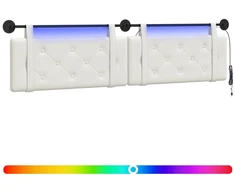 Pakabinamas lovos galvūgalis Su LED šviesa Balta Dirbtinė oda
