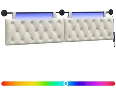 Pakabinamas lovos galvūgalis Su LED šviesa Kreminė Aksomas