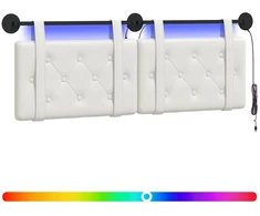 Pakabinamas lovos galvūgalis Su LED šviesa Balta Dirbtinė oda