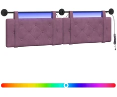 Pakabinamas lovos galvūgalis Su LED šviesa Violetinė Aksomas