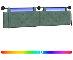 Pakabinamas lovos galvūgalis Su LED šviesa Jūrinė žalia Aksomas