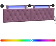 Pakabinamas lovos galvūgalis Su LED šviesa Violetinė Aksomas