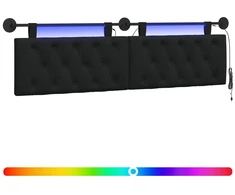 Pakabinamas lovos galvūgalis Su LED šviesa Juoda Audinys