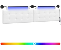 Pakabinamas lovos galvūgalis Su LED šviesa Balta Audinys