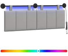 Pakabinamas lovos galvūgalis Su LED šviesa Debesų pilka Audinys