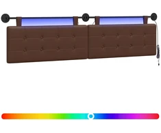 Pakabinamas lovos galvūgalis Su LED šviesa Ruda Dirbtinė oda