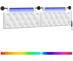 Pakabinamas lovos galvūgalis Su LED šviesa Balta Audinys