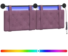 Pakabinamas lovos galvūgalis Su LED šviesa Violetinė Aksomas