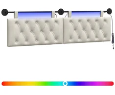 Pakabinamas lovos galvūgalis Su LED šviesa Kreminė Aksomas