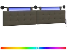 Pakabinamas lovos galvūgalis Su LED šviesa Pilka Dirbtinė oda