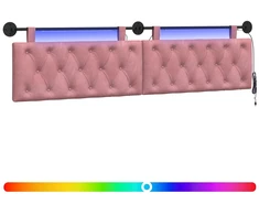 Pakabinamas lovos galvūgalis Su LED šviesa Rožinė Aksomas