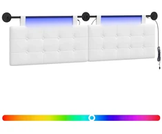 Pakabinamas lovos galvūgalis Su LED šviesa Balta Audinys
