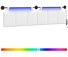Pakabinamas lovos galvūgalis Su LED šviesa Balta Audinys