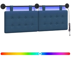 Pakabinamas lovos galvūgalis Su LED šviesa Mėlyna Audinys