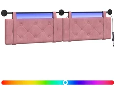 Pakabinamas lovos galvūgalis Su LED šviesa Rožinė Aksomas