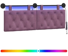 Pakabinamas lovos galvūgalis Su LED šviesa Violetinė Aksomas