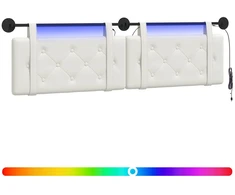 Pakabinamas lovos galvūgalis Su LED šviesa Balta Dirbtinė oda