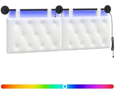 Pakabinamas lovos galvūgalis Su LED šviesa Balta Audinys