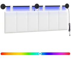 Pakabinamas lovos galvūgalis Su LED šviesa Balta Audinys