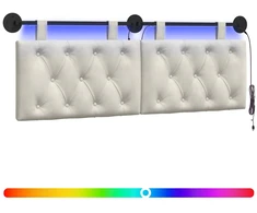 Pakabinamas lovos galvūgalis Su LED šviesa Kreminė Aksomas