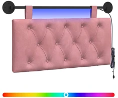 Pakabinamas lovos galvūgalis Su LED šviesa Rožinė Aksomas