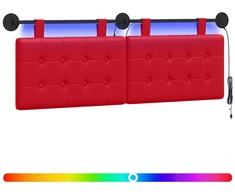 Pakabinamas lovos galvūgalis Su LED šviesa Raudona Dirbtinė oda