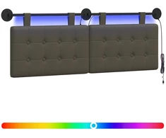 Pakabinamas lovos galvūgalis Su LED šviesa Pilka Dirbtinė oda