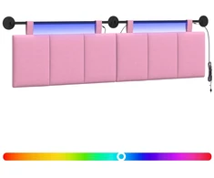 Pakabinamas lovos galvūgalis Su LED šviesa Rožinė Audinys