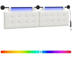 Pakabinamas lovos galvūgalis Su LED šviesa Balta Dirbtinė oda