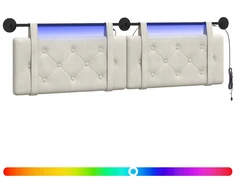 Pakabinamas lovos galvūgalis Su LED šviesa Kreminė Aksomas