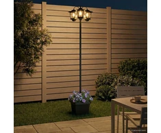 Pakabinamas šviestuvas 3-Head Lamp Post with Planter Juoda 32 x 32 x 188 cm