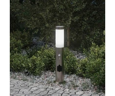 Pakabinamas šviestuvas Apsauginis šviestuvas su jutikliu ir lizdu, 50 cm, nerūdijantis plienas, IP44