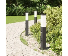 Pakabinamas šviestuvas Apšvietimo stulpeliai su jutikliu ir lizdu, 3 vnt., 50 cm, juodi, IP44