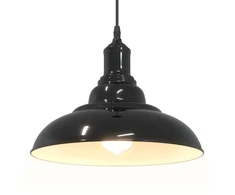 Pakabinamas šviestuvas, reguliuojamo aukščio, E27, blizgios juodos spalvos, Ø 31 cm, metalas