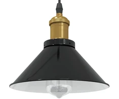 Pakabinamas šviestuvas, reguliuojamo aukščio, E27, blizgios juodos spalvos, Ø 22 cm, metalas