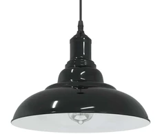 Pakabinamas šviestuvas, reguliuojamo aukščio, E27, blizgios juodos spalvos, Ø 31 cm, metalas