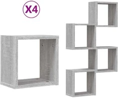 Sieninės lentynos 4 pcs Pilkas Sonoma 26 x 15 x 26 cm
