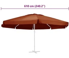 Pakaitinis audinys lauko skėčiui nuo saulės, terakota, 610cm