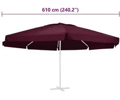 Pakaitinis audinys lauko skėčiui nuo saulės, raudonas, 610cm