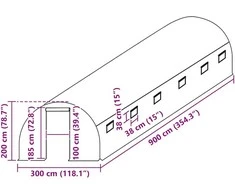 Pakaitinis šiltnamio apdangalas (27m²), žalias, 300x900x200cm