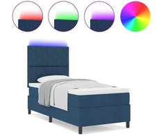 Kiemas lova su LED juostelėmis Mėlyna 90 x 200 cm audinys