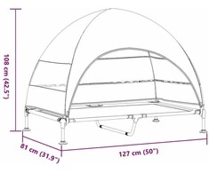 Pakeltas šuns lova 127 x 81 x 108 cm Audinys ir plienas Ruda