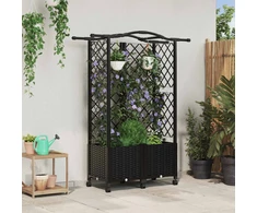 Pakeltas lovas su trelėmis ir stogu Juoda 122 x 40 x 144 cm PP