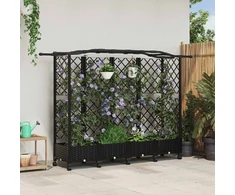 Pakeltas lovas su trelėmis ir stogu Juoda 203,5 x 40 x 129 cm