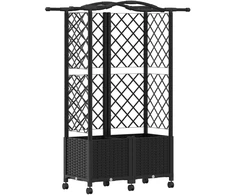 Pakeltas lovas su trelėmis ir stogu Juoda 122 x 40 x 144 cm PP